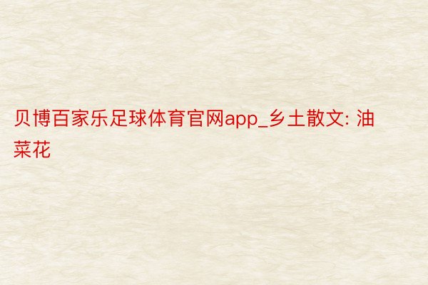 贝博百家乐足球体育官网app_乡土散文: 油菜花