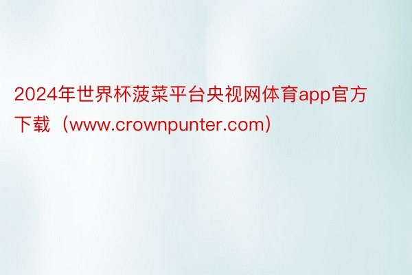 2024年世界杯菠菜平台央视网体育app官方下载（www.crownpunter.com）